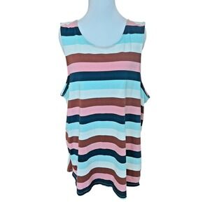 Matilda Jane Just Imagine Sierra Tie-Back Tank Top XXL Boho Stripe Swing Tunic